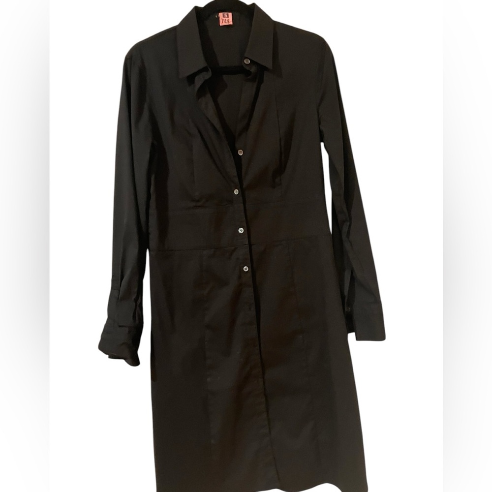 Theory Black Long Sleeve Shirt Dress - Picture 8 of 9
